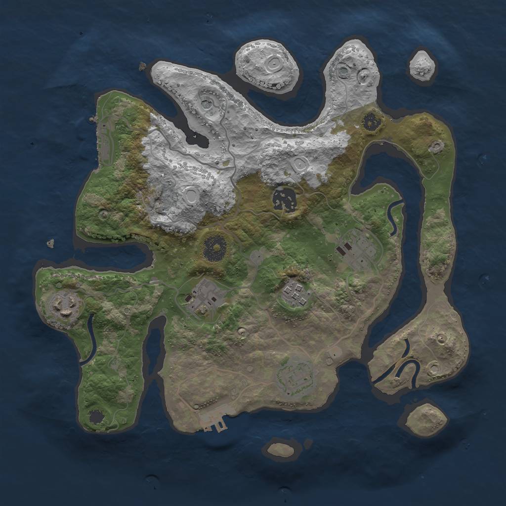 Rust Map: Procedural Map, Size: 3000, Seed: 163852, 14 Monuments