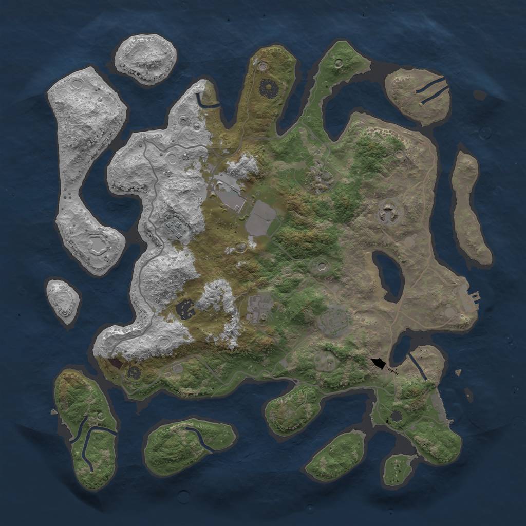Rust Map: Procedural Map, Size: 4000, Seed: 1023456789, 15 Monuments