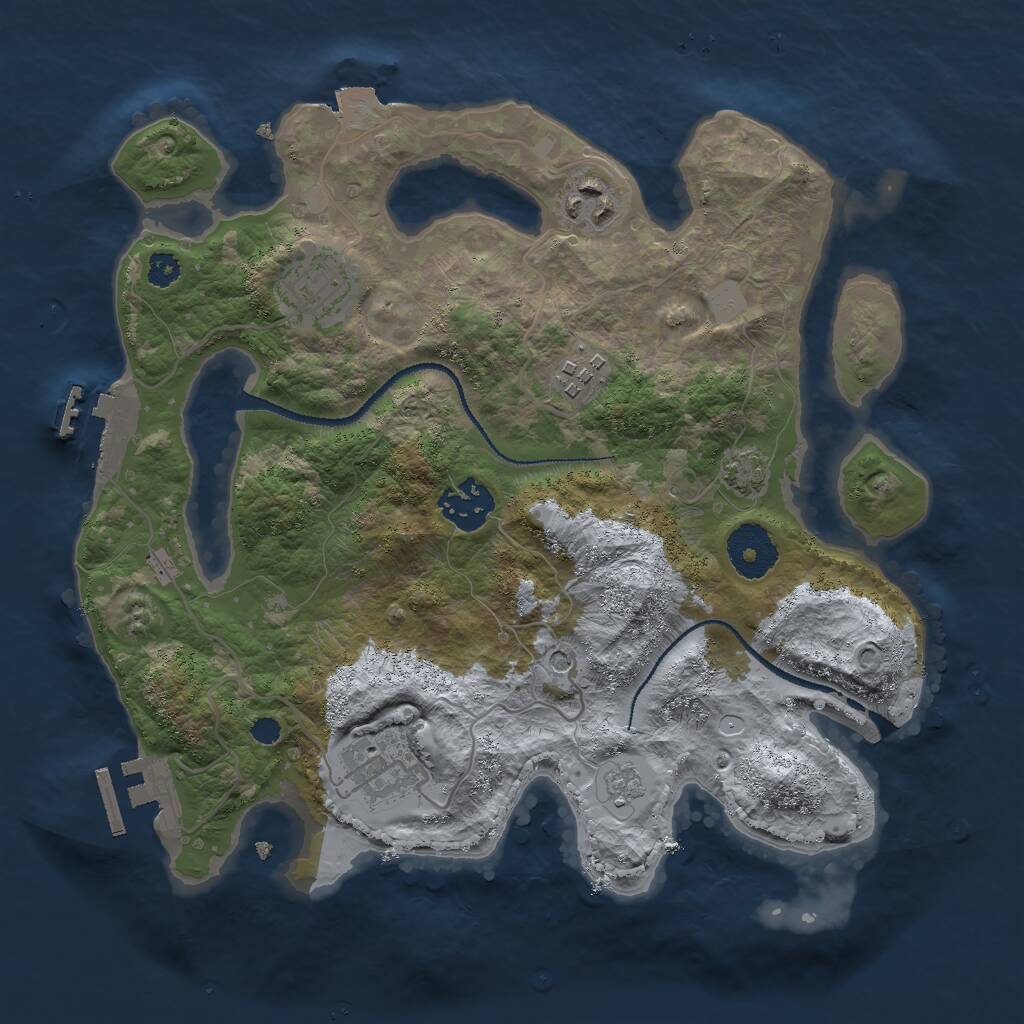 Rust Map: Procedural Map, Size: 3000, Seed: 13634162, 11 Monuments