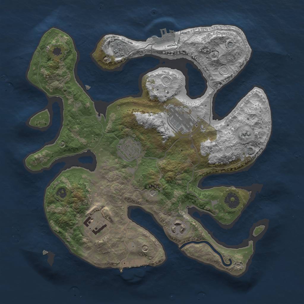 Rust Map: Procedural Map, Size: 3000, Seed: 1084639643, 13 Monuments