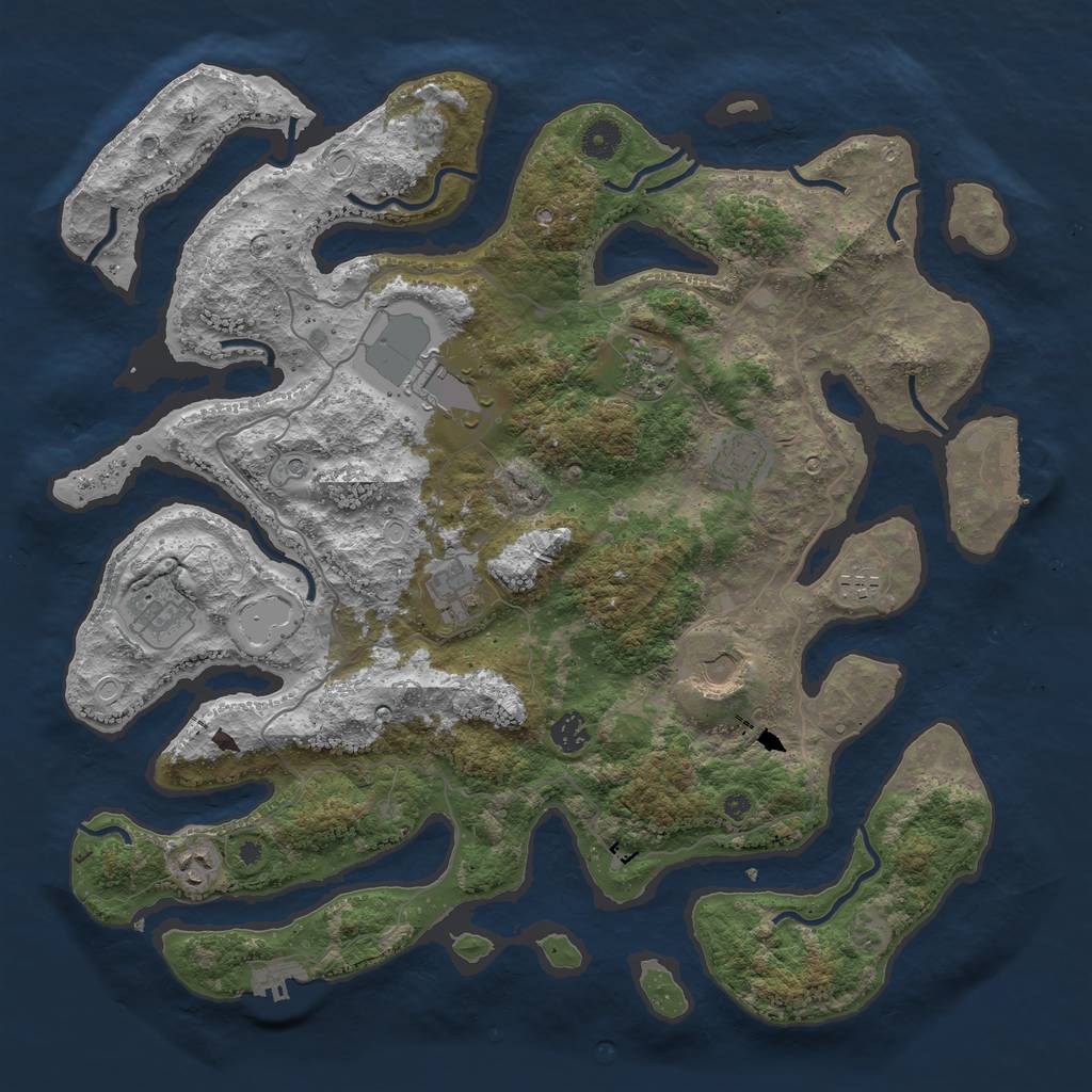 Rust Map: Procedural Map, Size: 4250, Seed: 398057, 17 Monuments