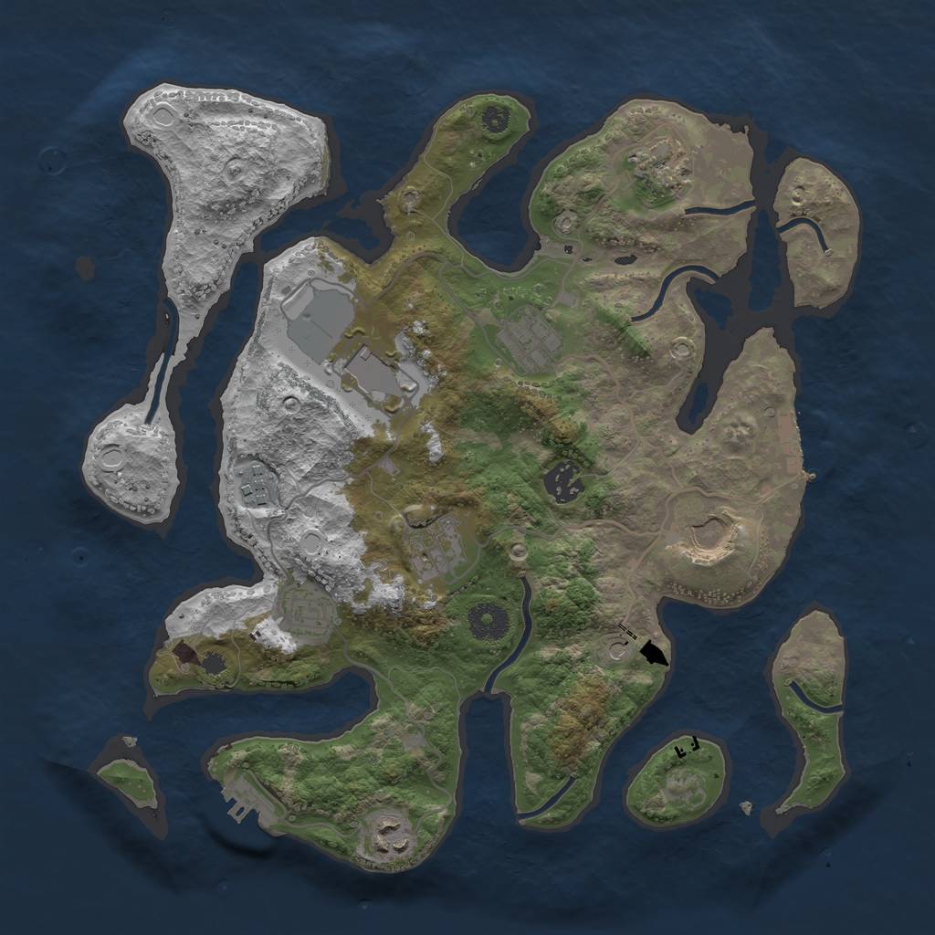 Rust Map: Procedural Map, Size: 3500, Seed: 186542204, 17 Monuments