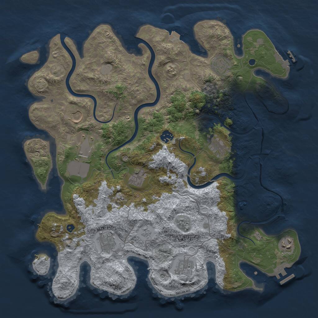 Rust Map: Procedural Map, Size: 3950, Seed: 2025671644, 16 Monuments