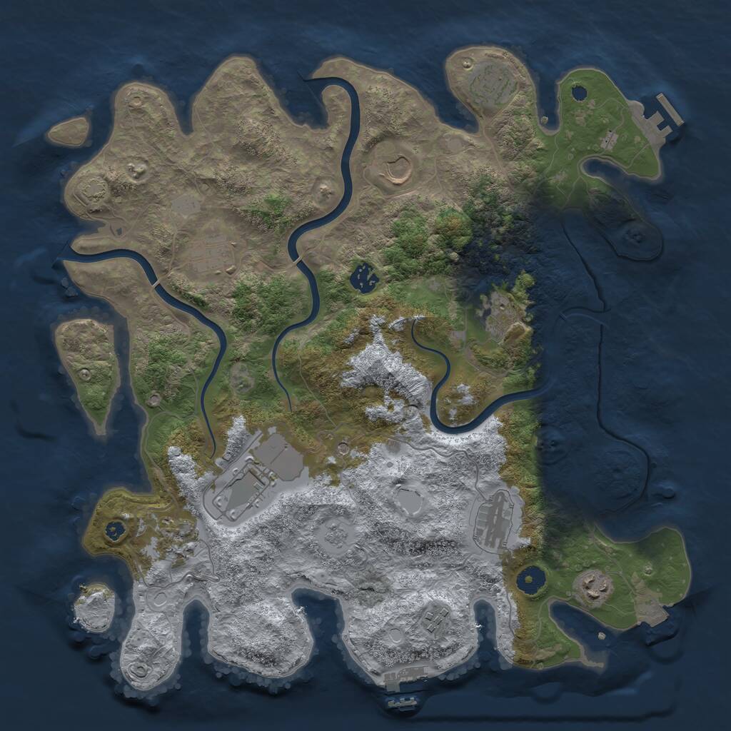 Rust Map: Procedural Map, Size: 3950, Seed: 2025671644, 16 Monuments
