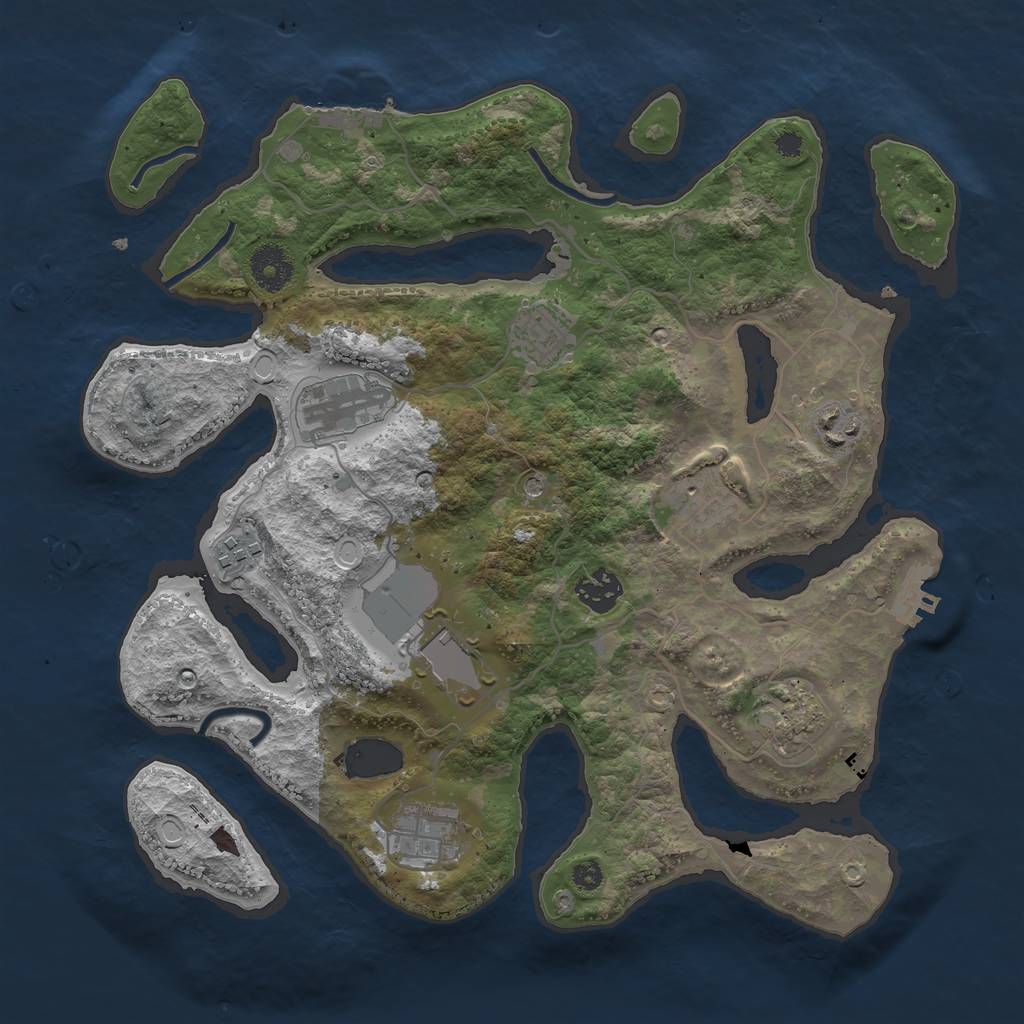 Rust Map: Procedural Map, Size: 3500, Seed: 1823334779, 17 Monuments