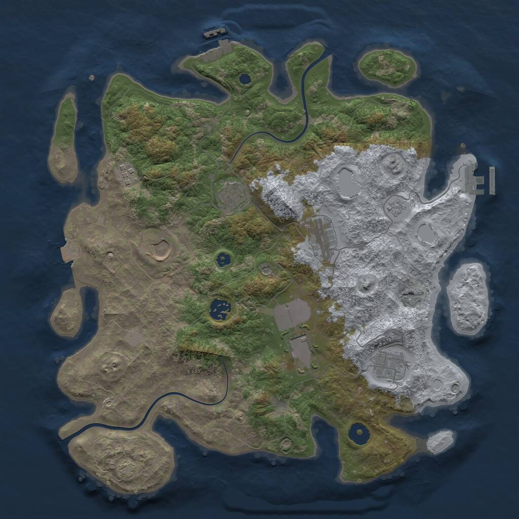 Rust Map: Procedural Map, Size: 3700, Seed: 521730207, 13 Monuments