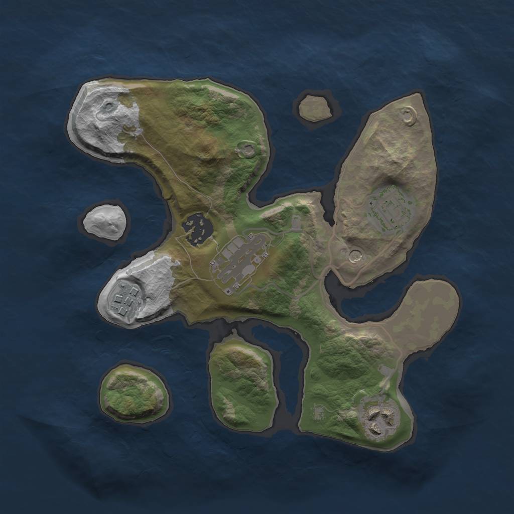 Rust Map: Barren, Size: 2500, Seed: 91823756, 8 Monuments