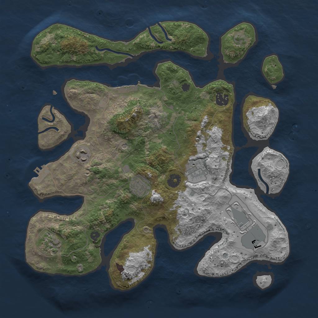 Rust Map: Procedural Map, Size: 3500, Seed: 9192021, 14 Monuments