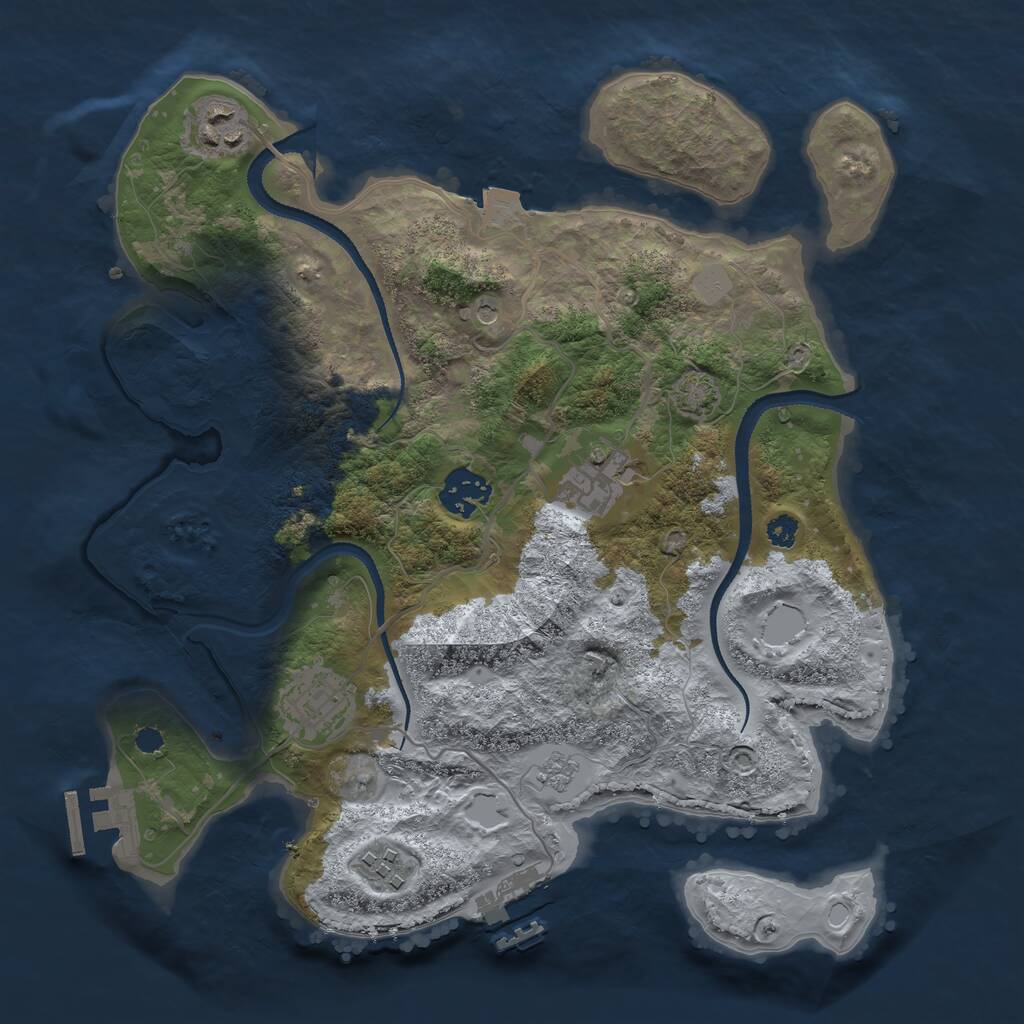 Rust Map: Procedural Map, Size: 3200, Seed: 3473385, 11 Monuments