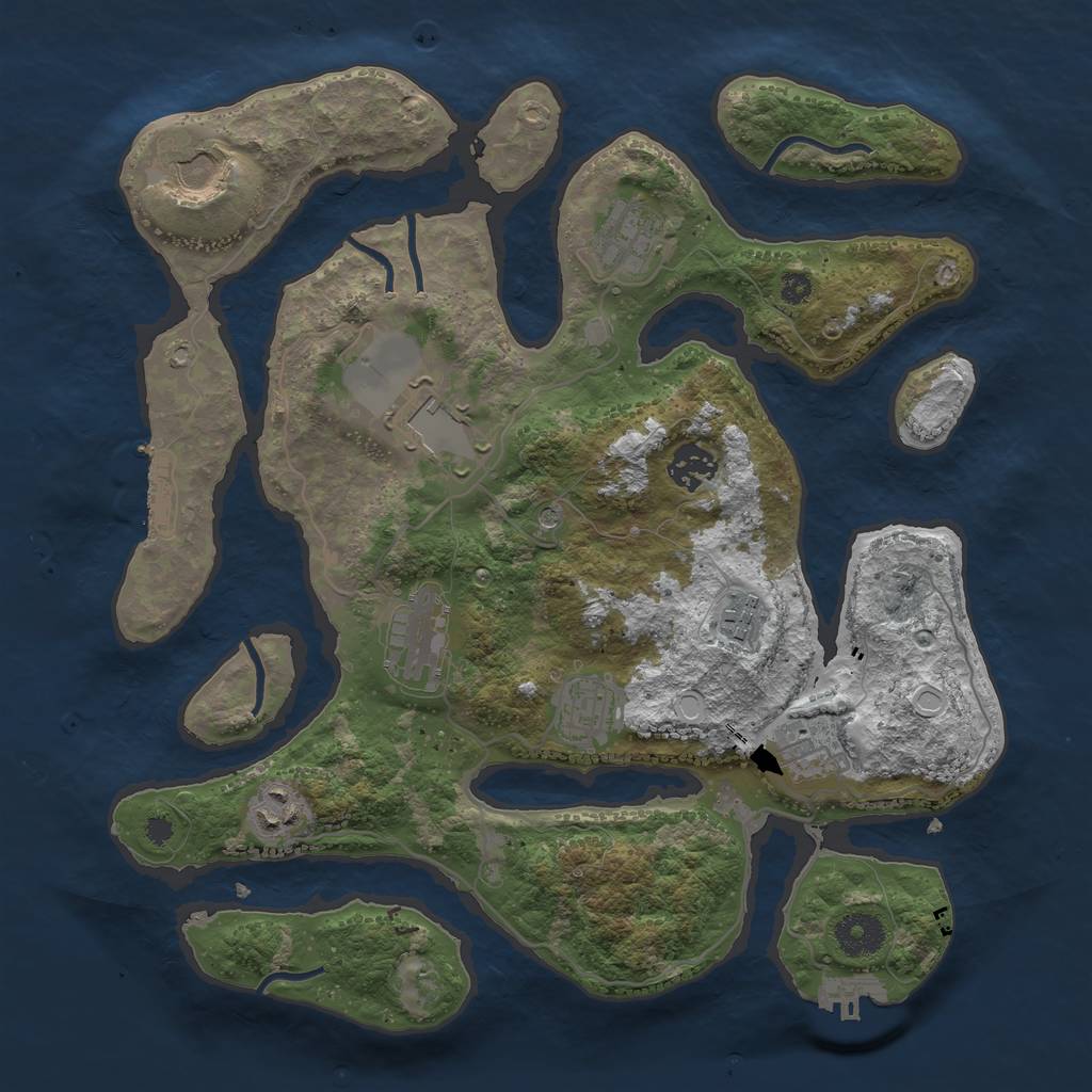 Rust Map: Procedural Map, Size: 3500, Seed: 1098600653, 17 Monuments