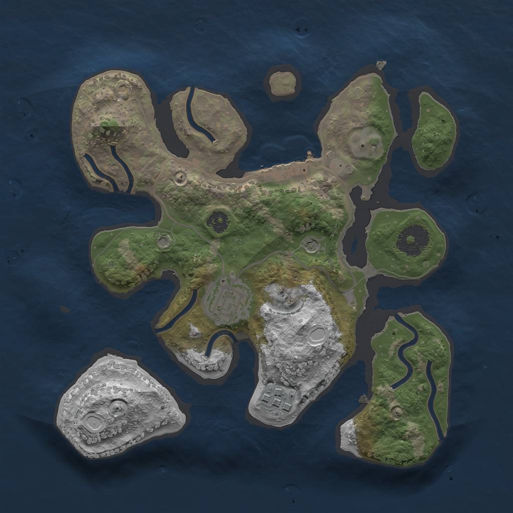 Rust Map: Procedural Map, Size: 2500, Seed: 2138718227, 9 Monuments