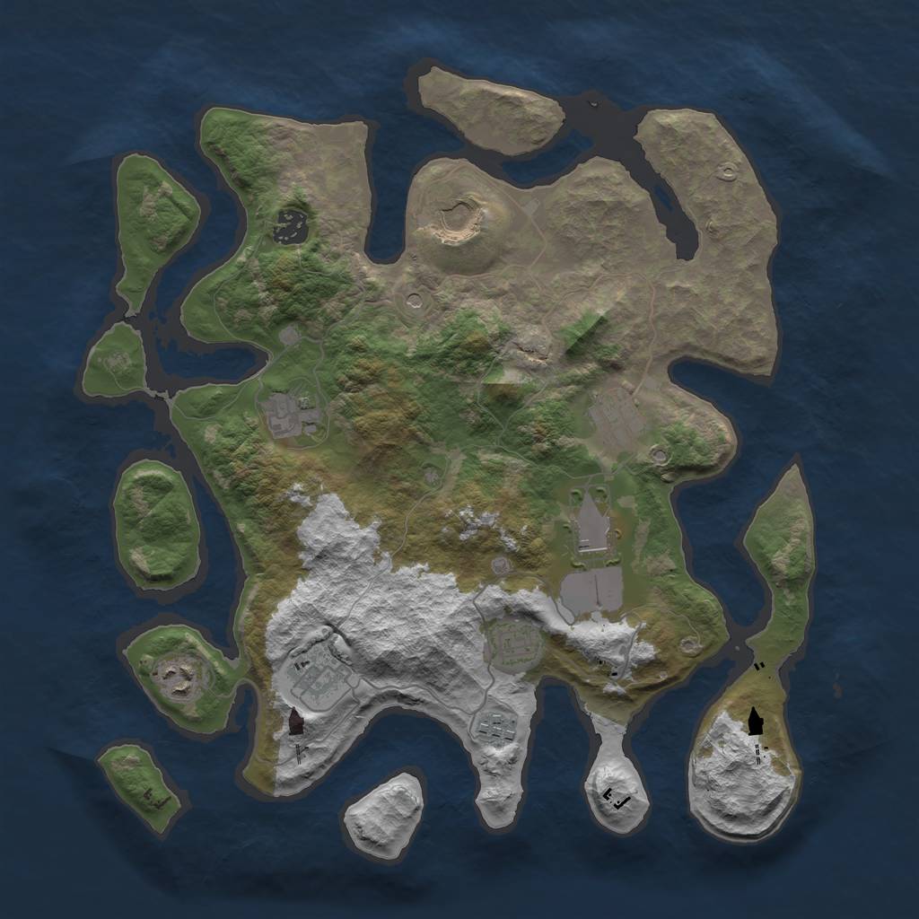 Rust Map: Barren, Size: 3800, Seed: 3953426, 12 Monuments
