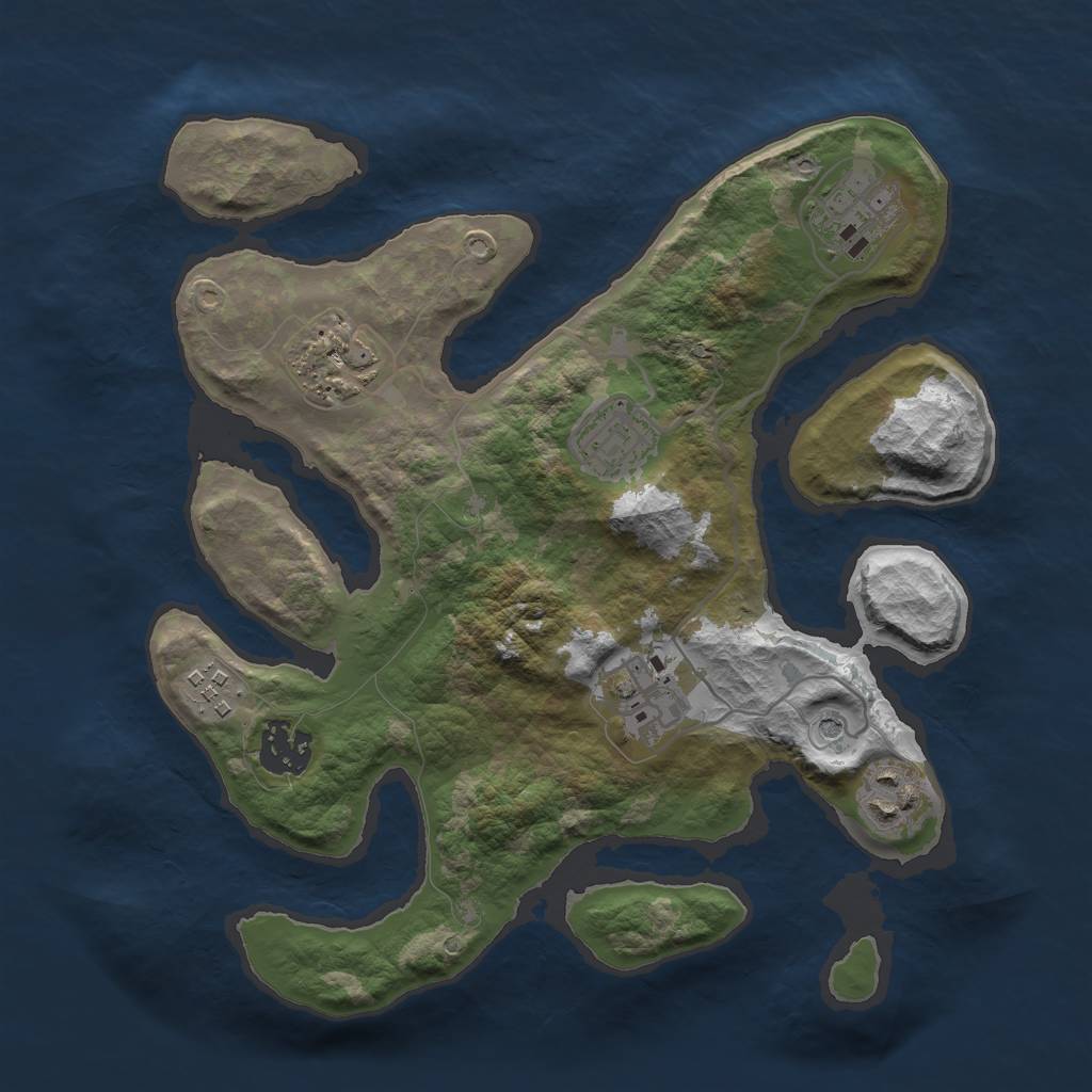 Rust Map: Barren, Size: 3000, Seed: 200374, 10 Monuments