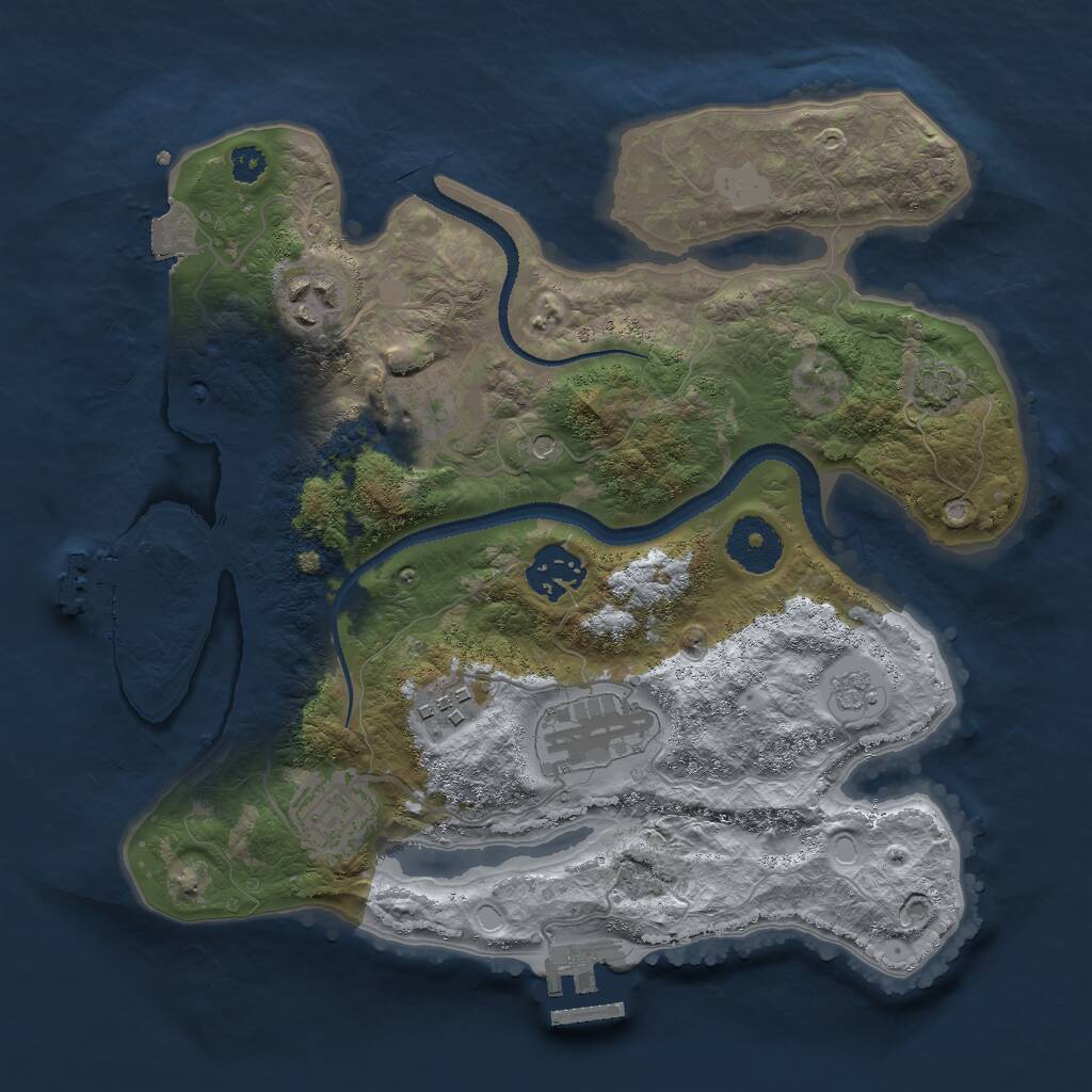 Rust Map: Procedural Map, Size: 3000, Seed: 3838, 12 Monuments
