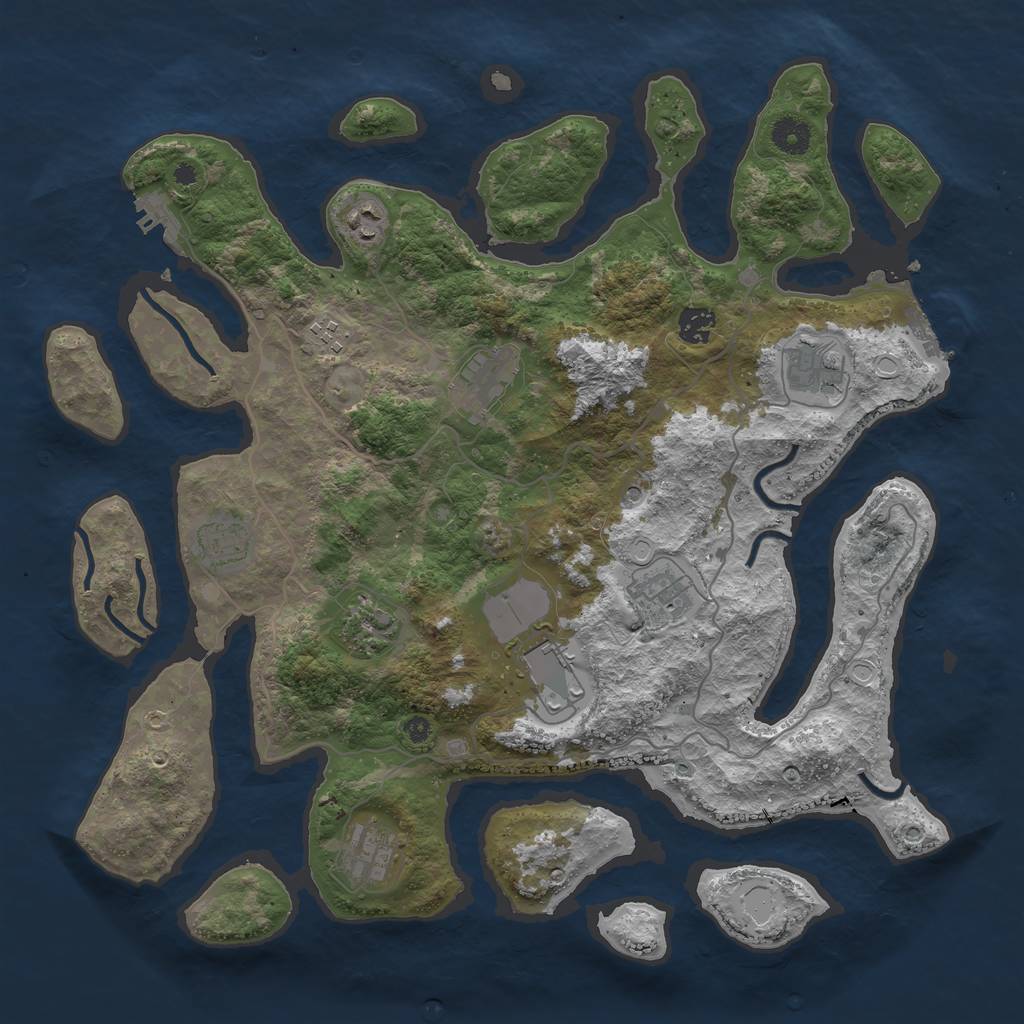 Rust Map: Procedural Map, Size: 4050, Seed: 904166237, 18 Monuments