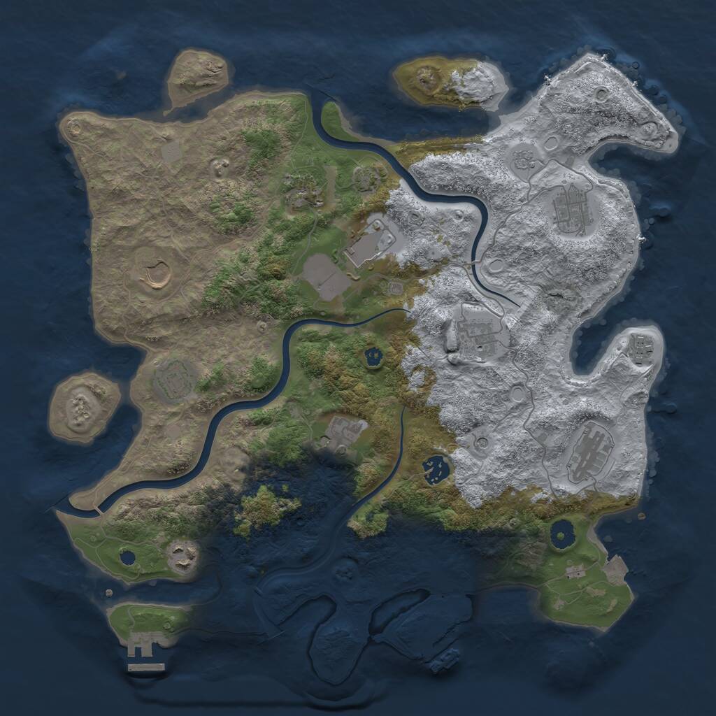 Rust Map: Procedural Map, Size: 3950, Seed: 2060698366, 17 Monuments