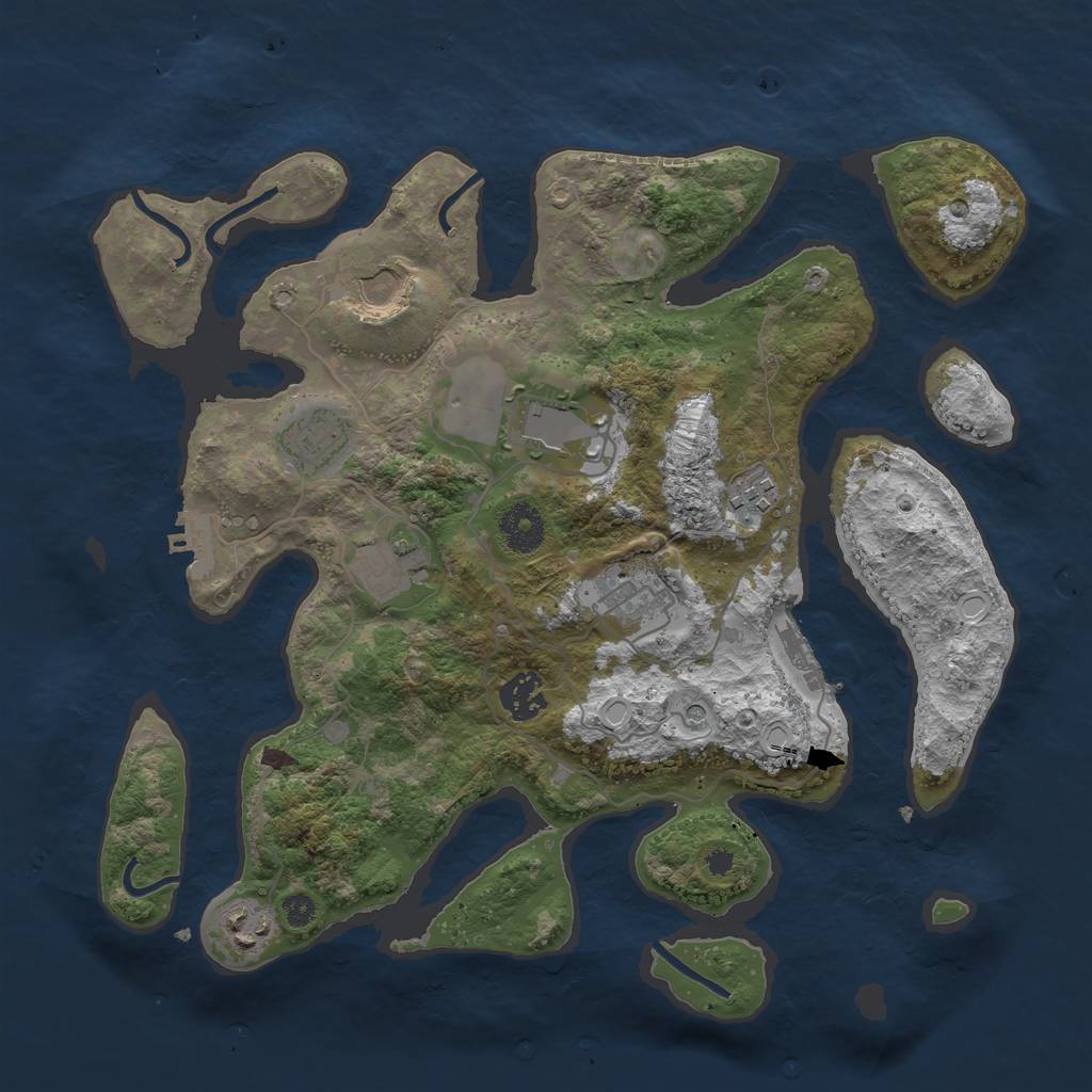 Rust Map: Procedural Map, Size: 3500, Seed: 366258638, 16 Monuments