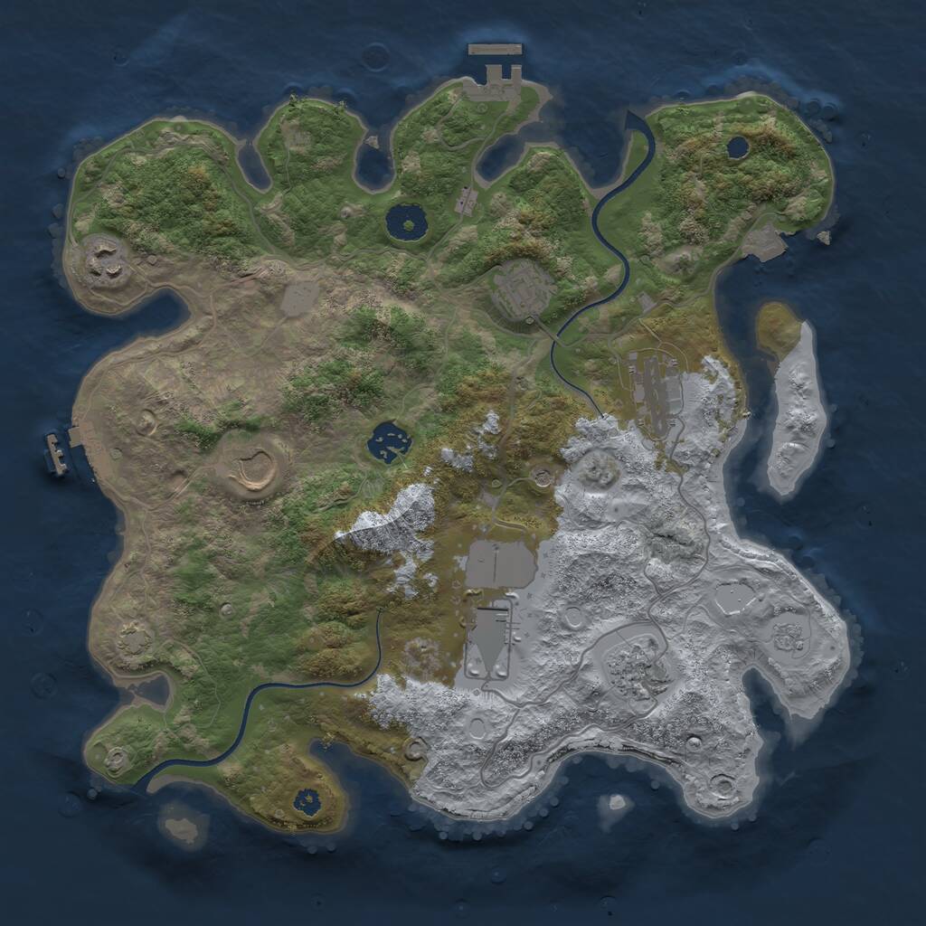 Rust Map: Procedural Map, Size: 3500, Seed: 780834473, 13 Monuments