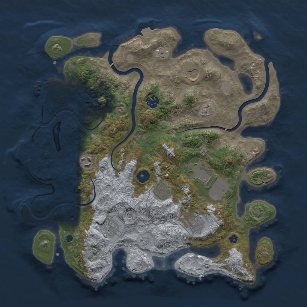 Rust Map: Procedural Map, Size: 3700, Seed: 7218016, 14 Monuments