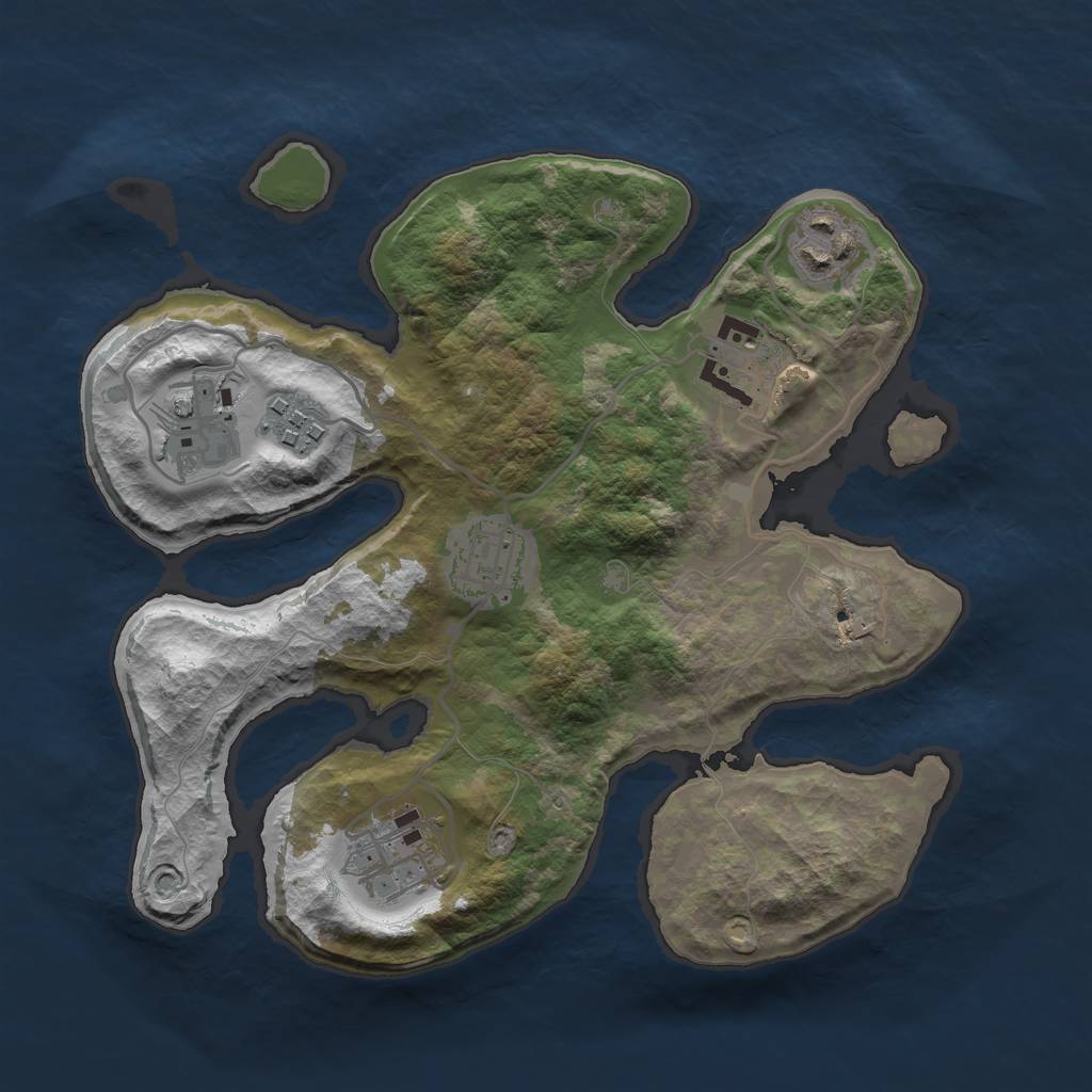 Rust Map: Barren, Size: 2750, Seed: 987198, 8 Monuments
