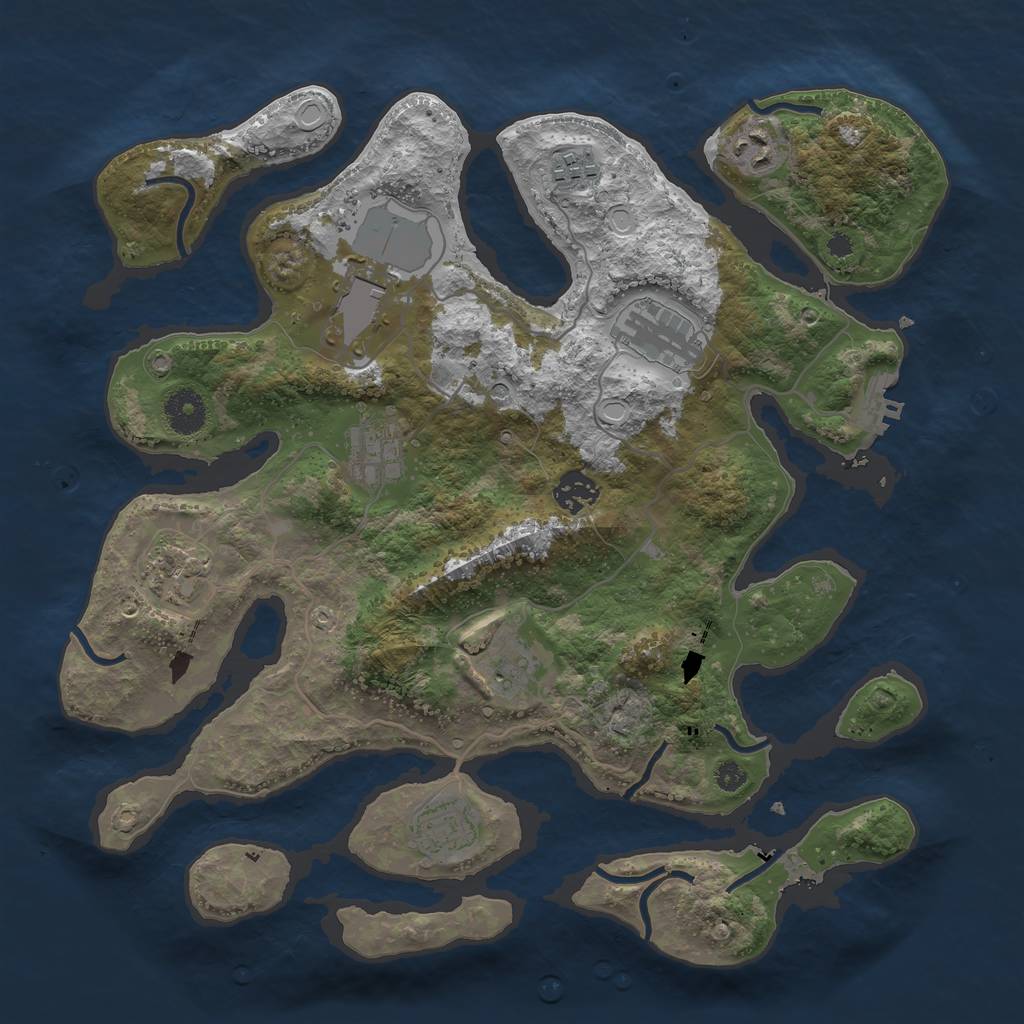 Rust Map: Procedural Map, Size: 3600, Seed: 47366641, 16 Monuments