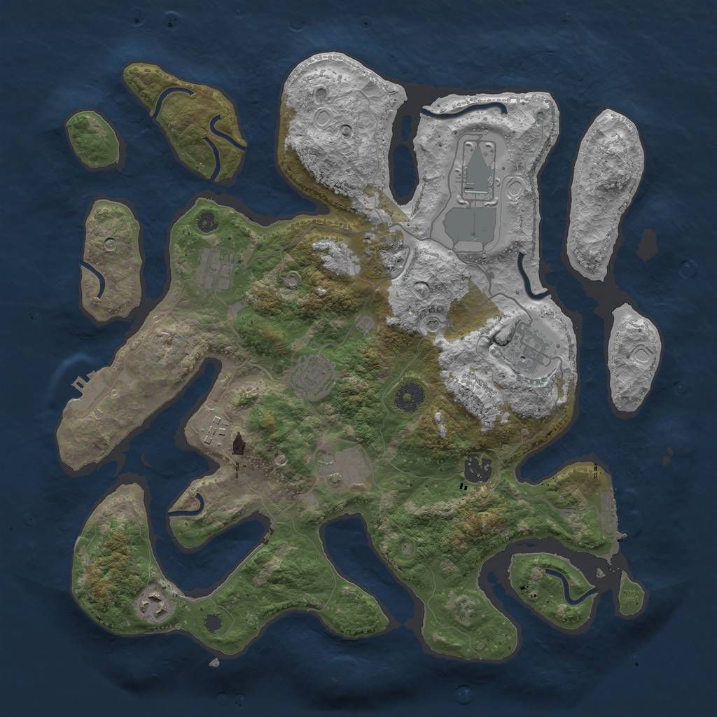 Rust Map: Procedural Map, Size: 3700, Seed: 891583686, 17 Monuments