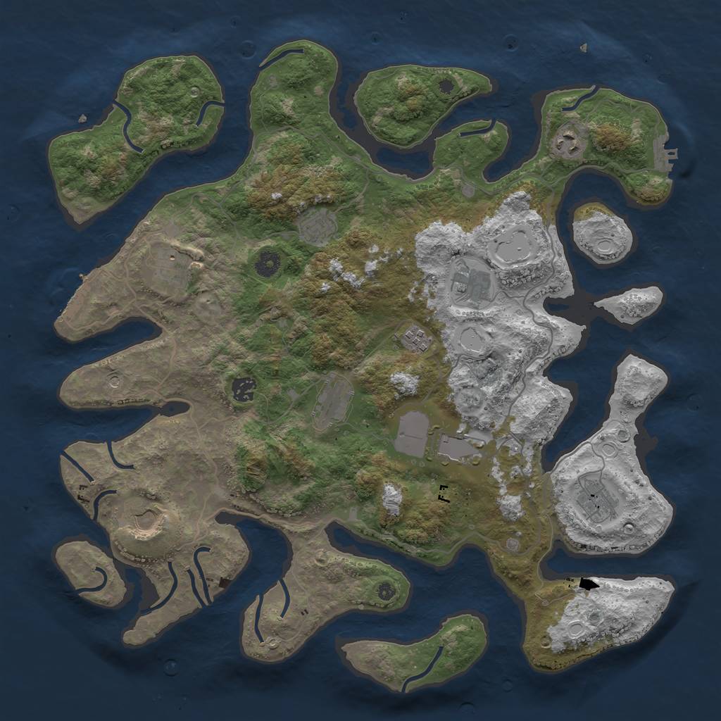Rust Map: Procedural Map, Size: 4250, Seed: 1024734903, 18 Monuments