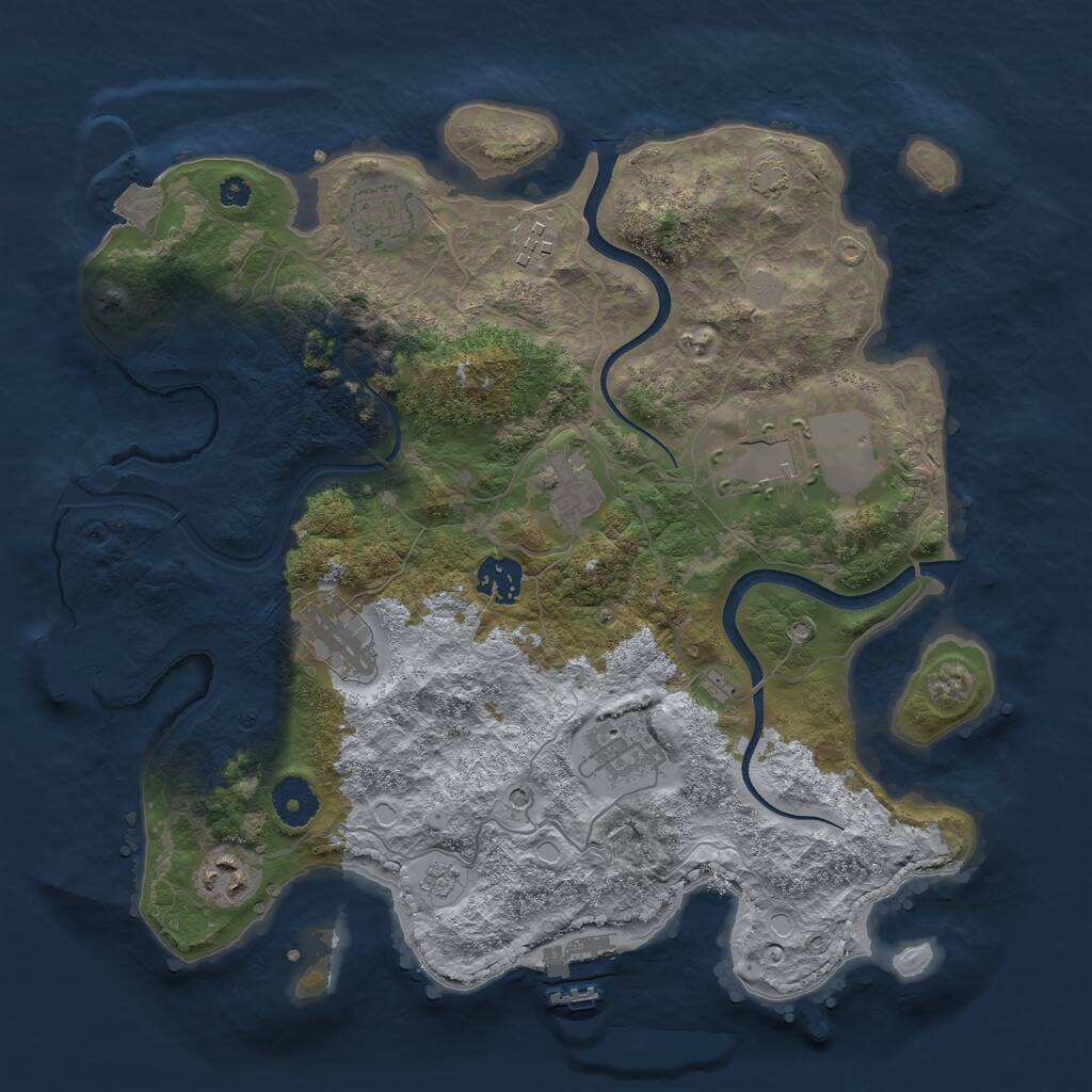 Rust Map: Procedural Map, Size: 3500, Seed: 758852, 14 Monuments
