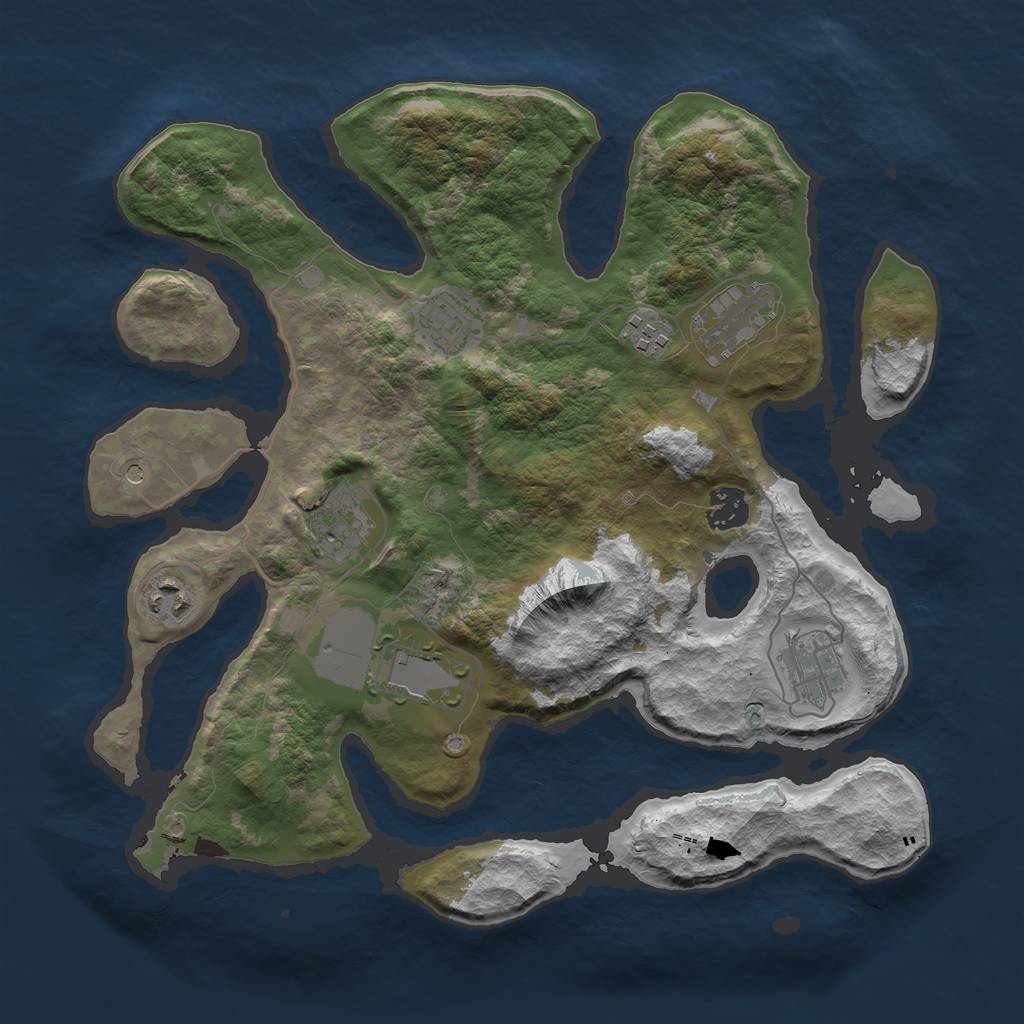 Rust Map: Barren, Size: 3500, Seed: 776542, 11 Monuments