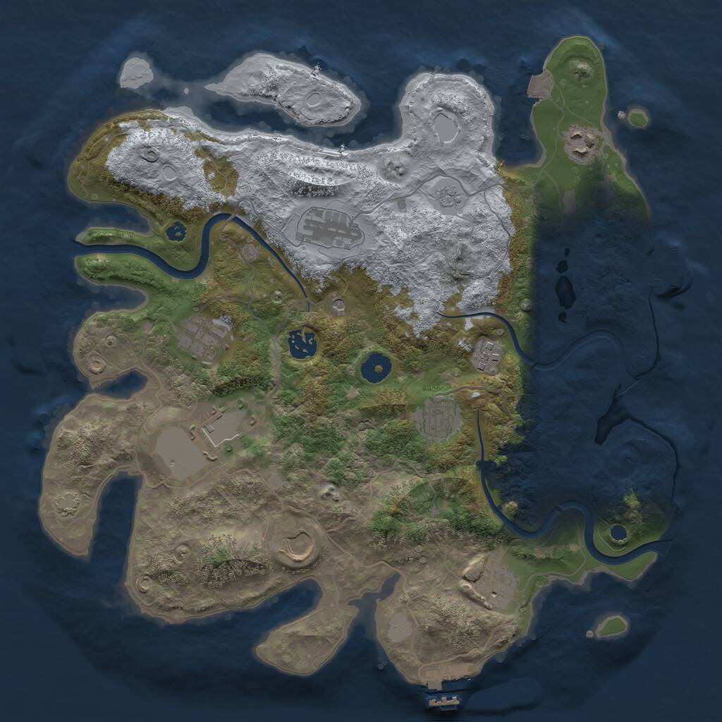 Rust Map: Procedural Map, Size: 3700, Seed: 477760219, 15 Monuments