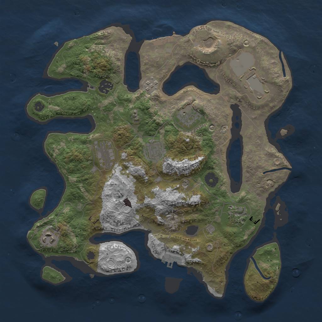 Rust Map: Procedural Map, Size: 3500, Seed: 1084293298, 17 Monuments