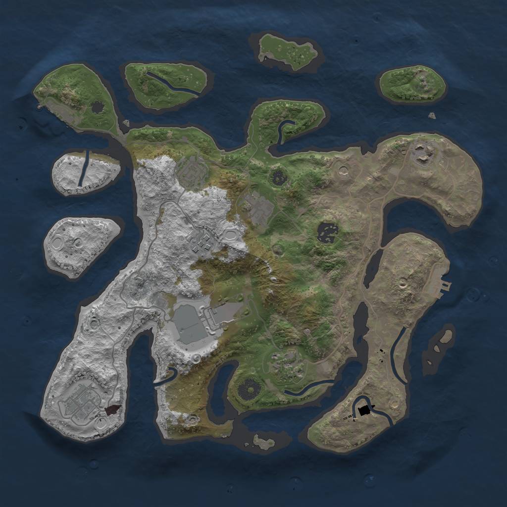 Rust Map: Procedural Map, Size: 3500, Seed: 6769, 16 Monuments