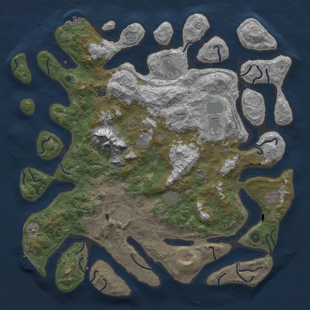 Rust Map: Procedural Map, Size: 5000, Seed: 1624, 19 Monuments