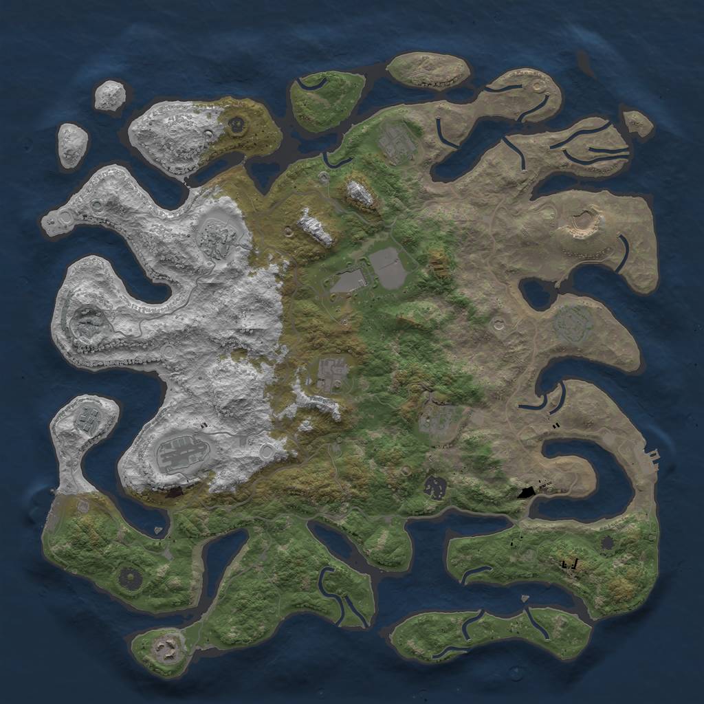 Rust Map: Procedural Map, Size: 4500, Seed: 55824111, 19 Monuments