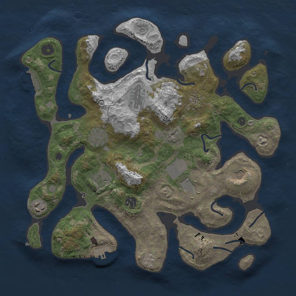 Rust Map: Procedural Map, Size: 3700, Seed: 48917354, 17 Monuments