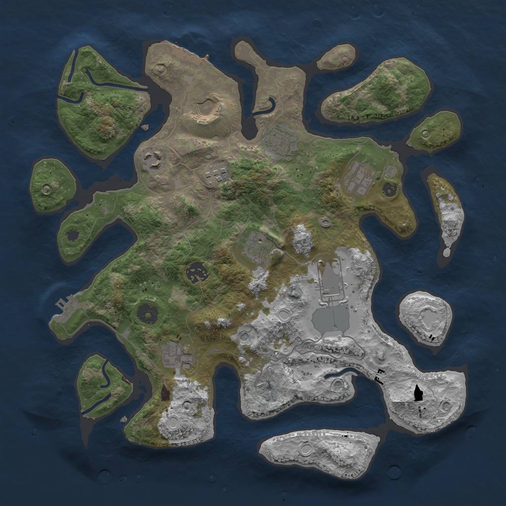 Rust Map: Procedural Map, Size: 3600, Seed: 580620351, 17 Monuments