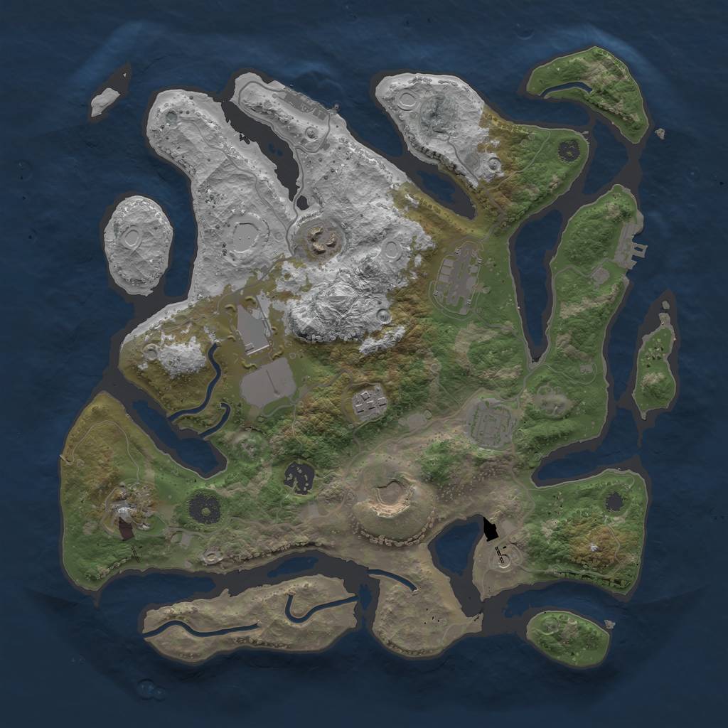 Rust Map: Procedural Map, Size: 3500, Seed: 1026910842, 16 Monuments