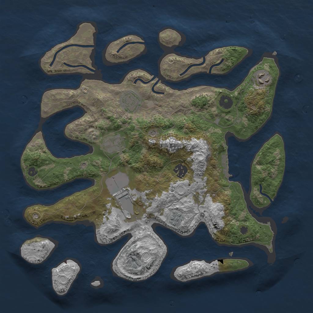 Rust Map: Procedural Map, Size: 3500, Seed: 598349792, 13 Monuments