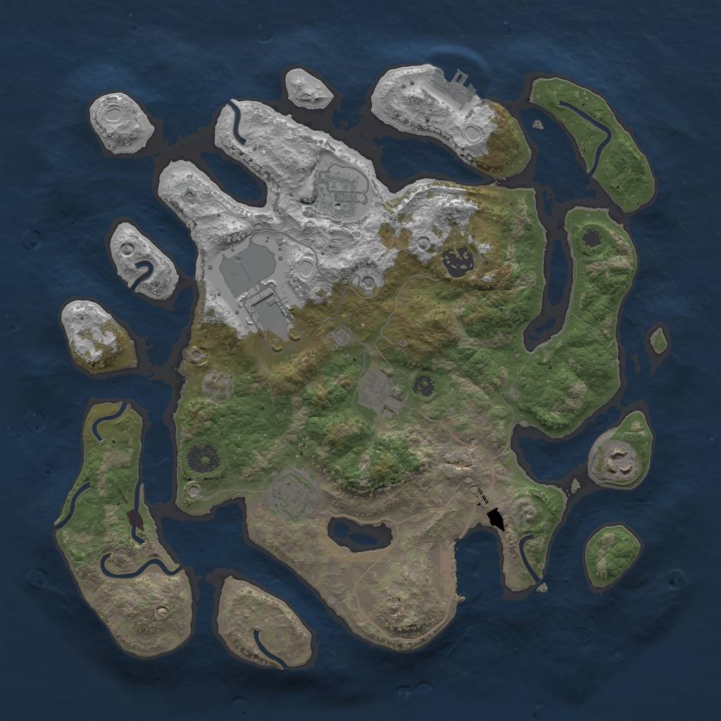 Rust Map: Procedural Map, Size: 3500, Seed: 16235195, 14 Monuments
