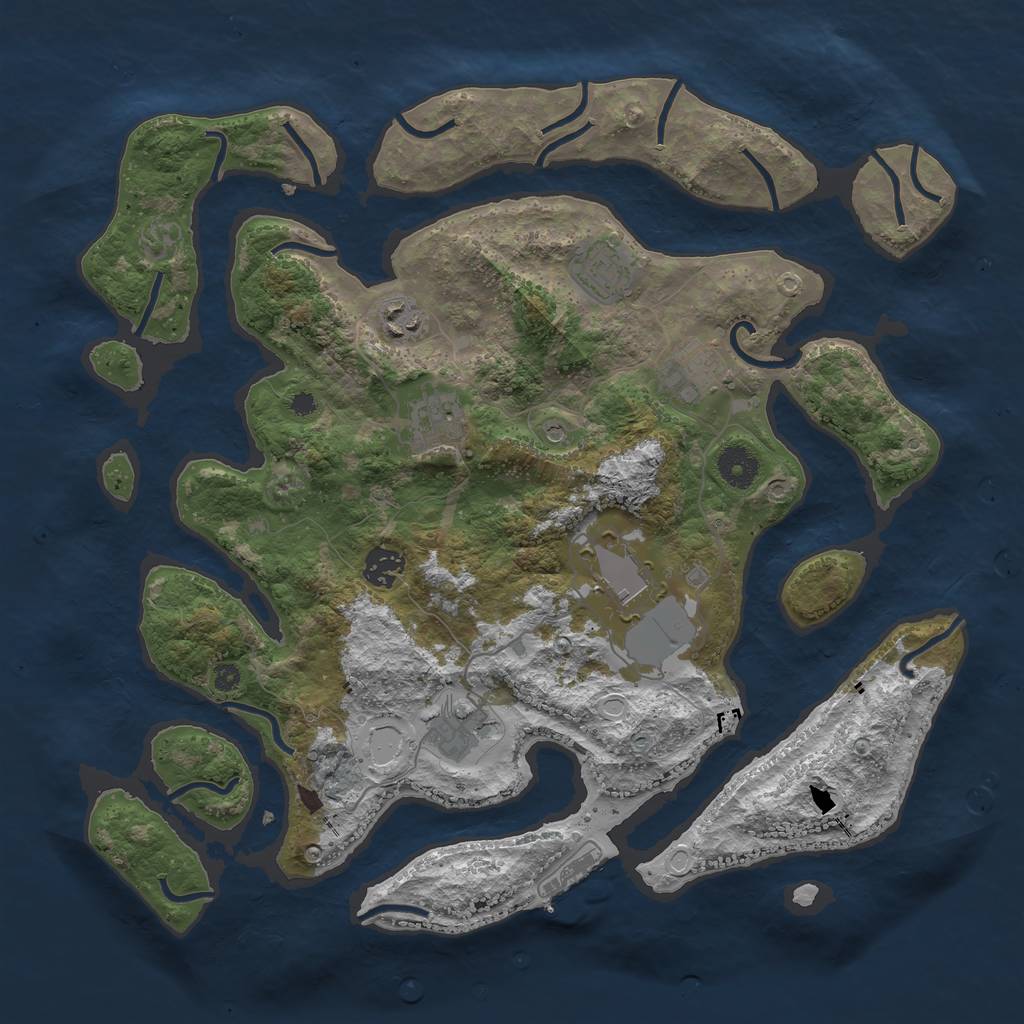 Rust Map: Procedural Map, Size: 3800, Seed: 17583920, 14 Monuments