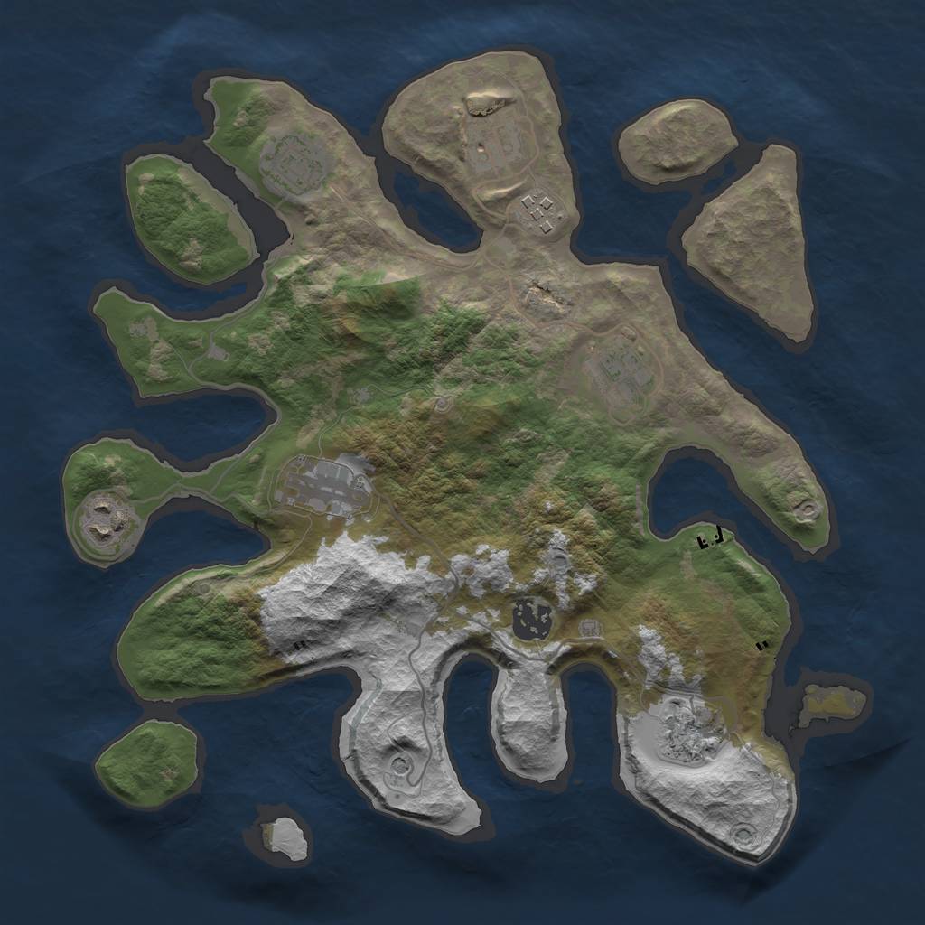 Rust Map: Barren, Size: 3300, Seed: 999, 11 Monuments