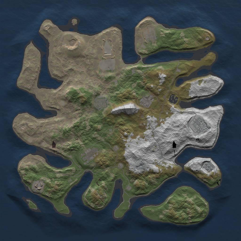Rust Map: Barren, Size: 4000, Seed: 298071963, 13 Monuments