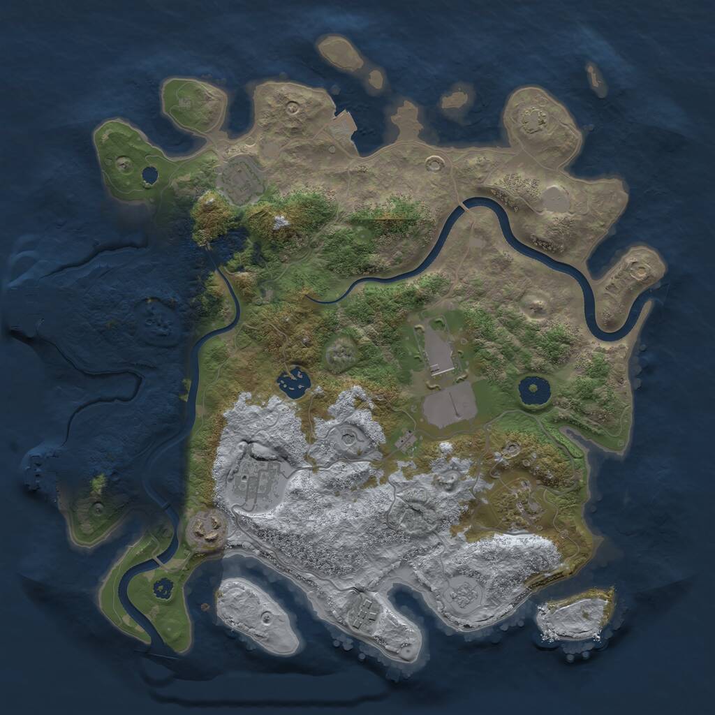 Rust Map: Procedural Map, Size: 3500, Seed: 92353470, 13 Monuments