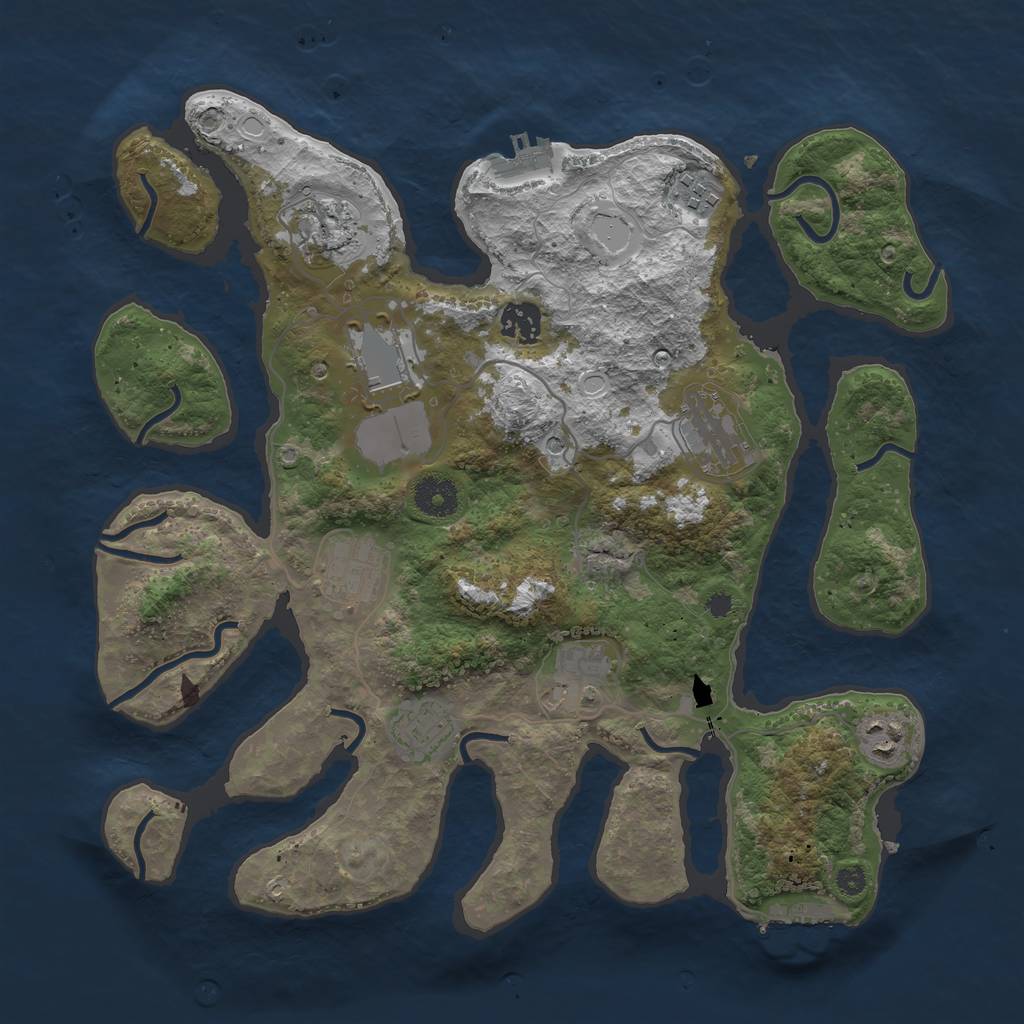 Rust Map: Procedural Map, Size: 3600, Seed: 1659381846, 17 Monuments