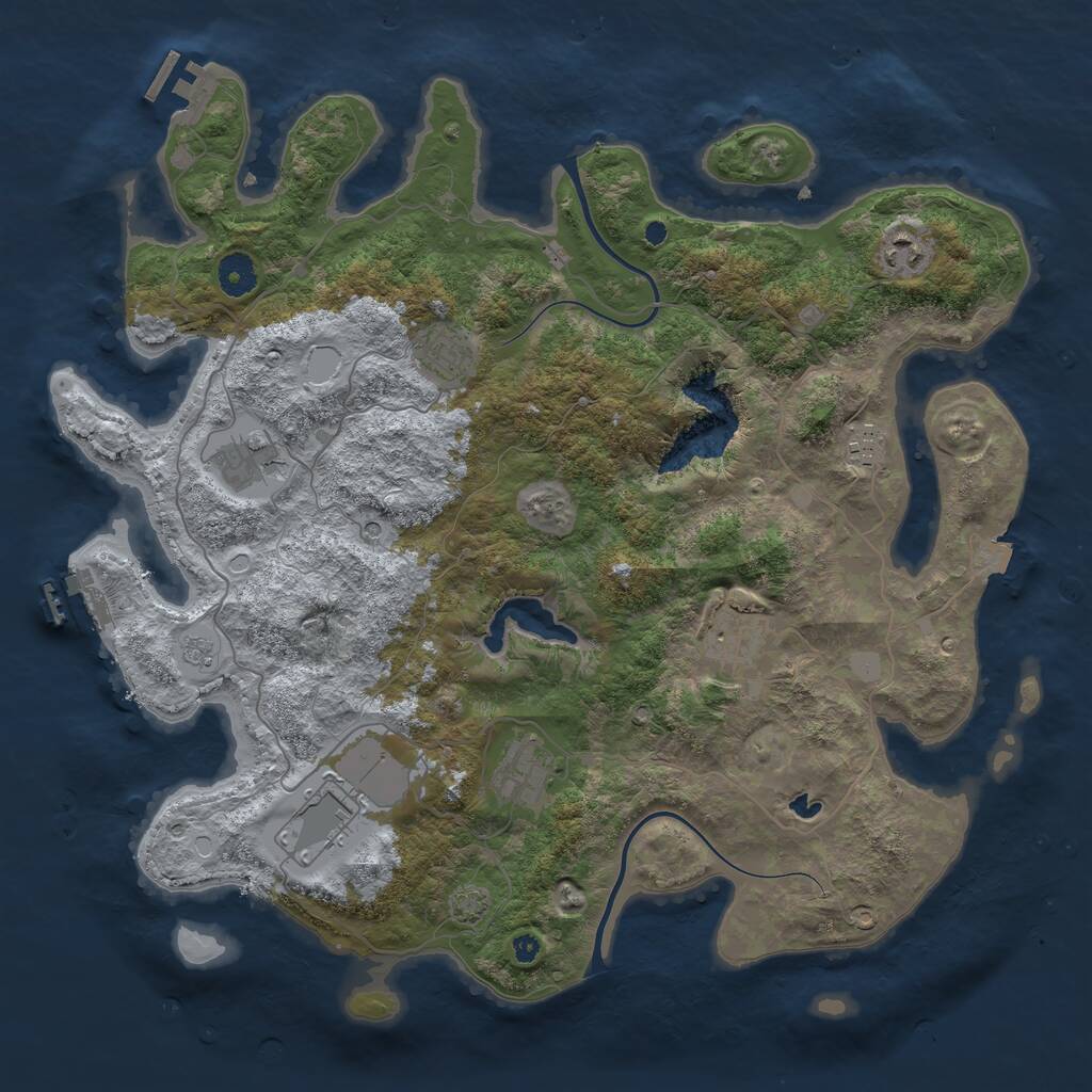 Rust Map: Procedural Map, Size: 4000, Seed: 568294383, 13 Monuments