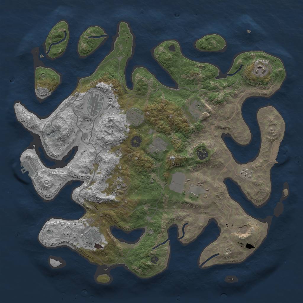 Rust Map: Procedural Map, Size: 4000, Seed: 568294383, 19 Monuments