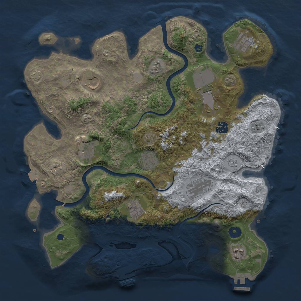 Rust Map: Procedural Map, Size: 3700, Seed: 636069888, 16 Monuments