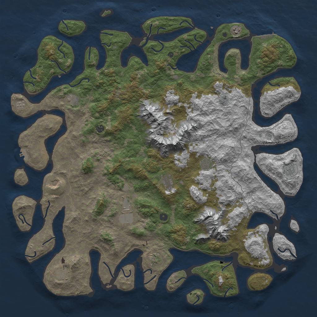 Rust Map: Procedural Map, Size: 6000, Seed: 42353, 19 Monuments
