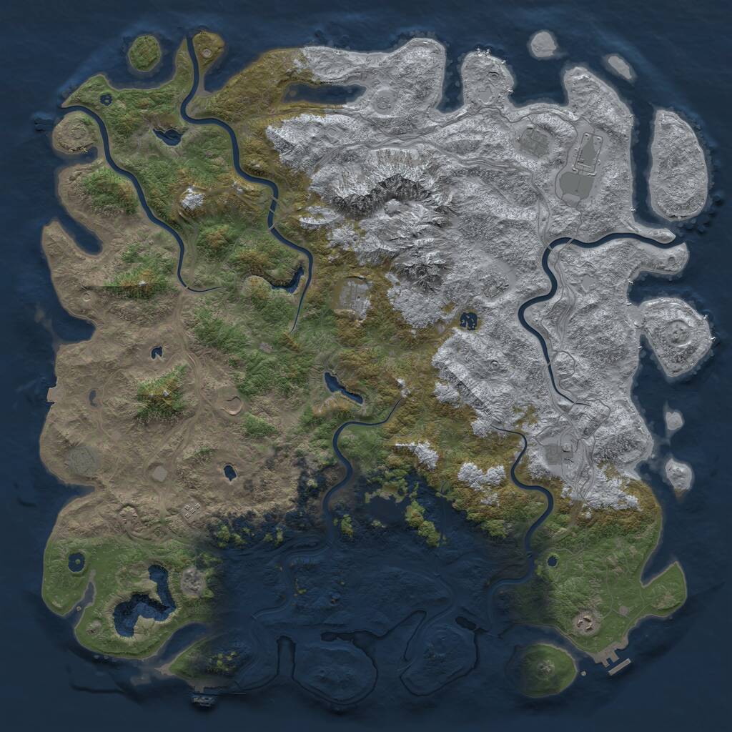 Rust Map: Procedural Map, Size: 6000, Seed: 1995998647, 17 Monuments