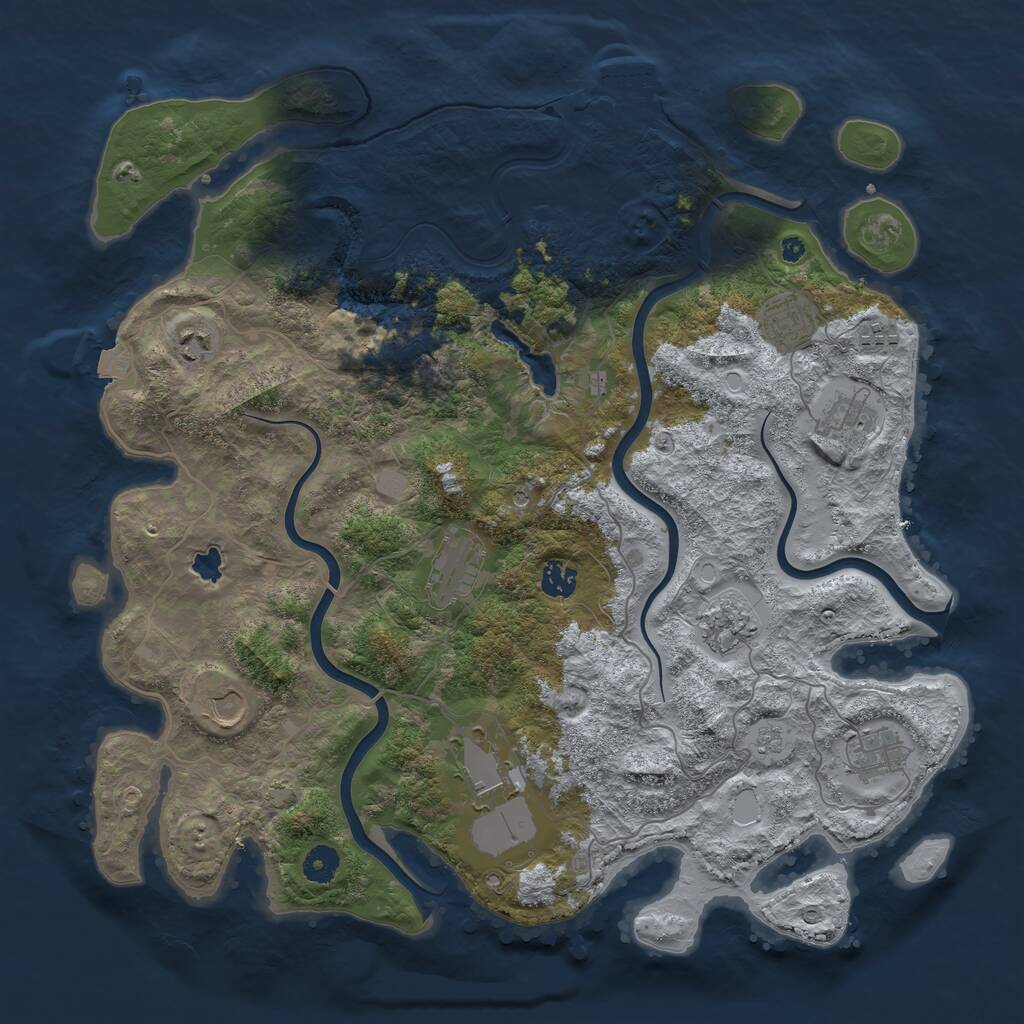 Rust Map: Procedural Map, Size: 4200, Seed: 214152737, 15 Monuments